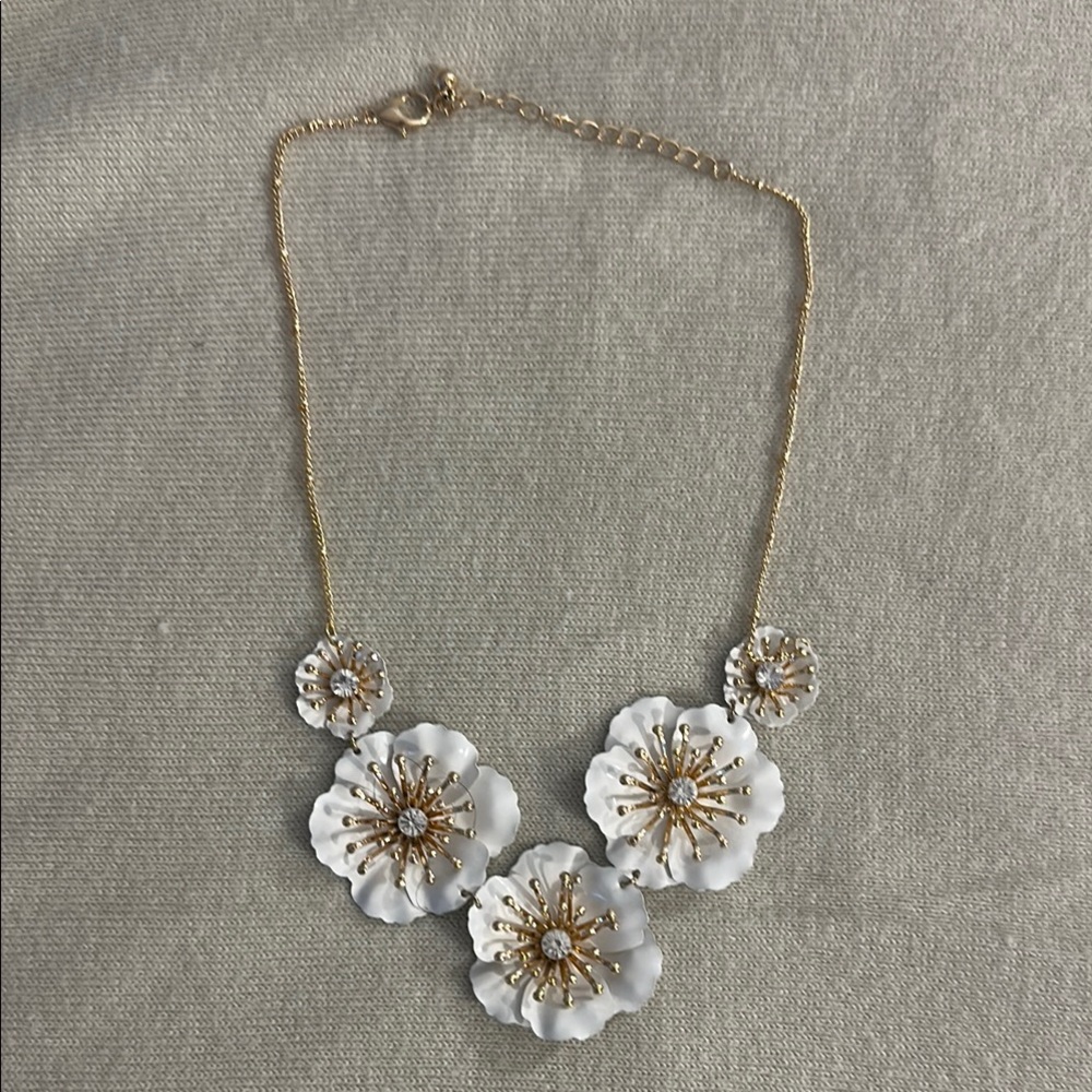 Floral Gold and White Necklace